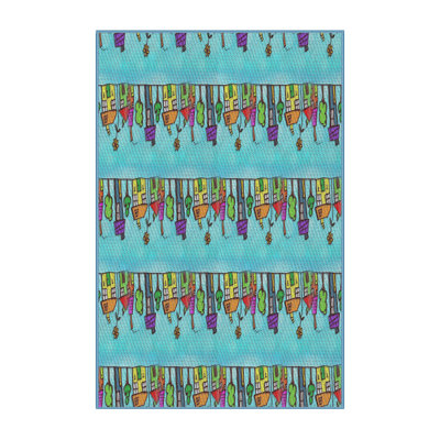 Tapis bleu/vert à motifs