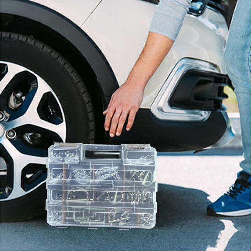 Organisateur De Pièces DuraTech 3 Boîtes – 14 Compartiments Chacune, Séparateurs Amovibles, Plastique Bleu