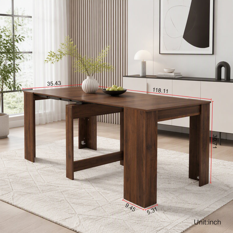 Table de salle à manger multifonctionnelle extensible, Walnut