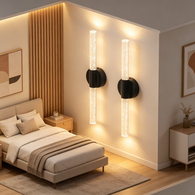 Ensemble de 2 appliques murales à pile Peel and Stick, luminaires muraux magnétiques rechargeables sans fil pour la chambre à coucher, lampes de coiffeuse avec télécommande et contrôle tactile, 3CCT et à intensité variable