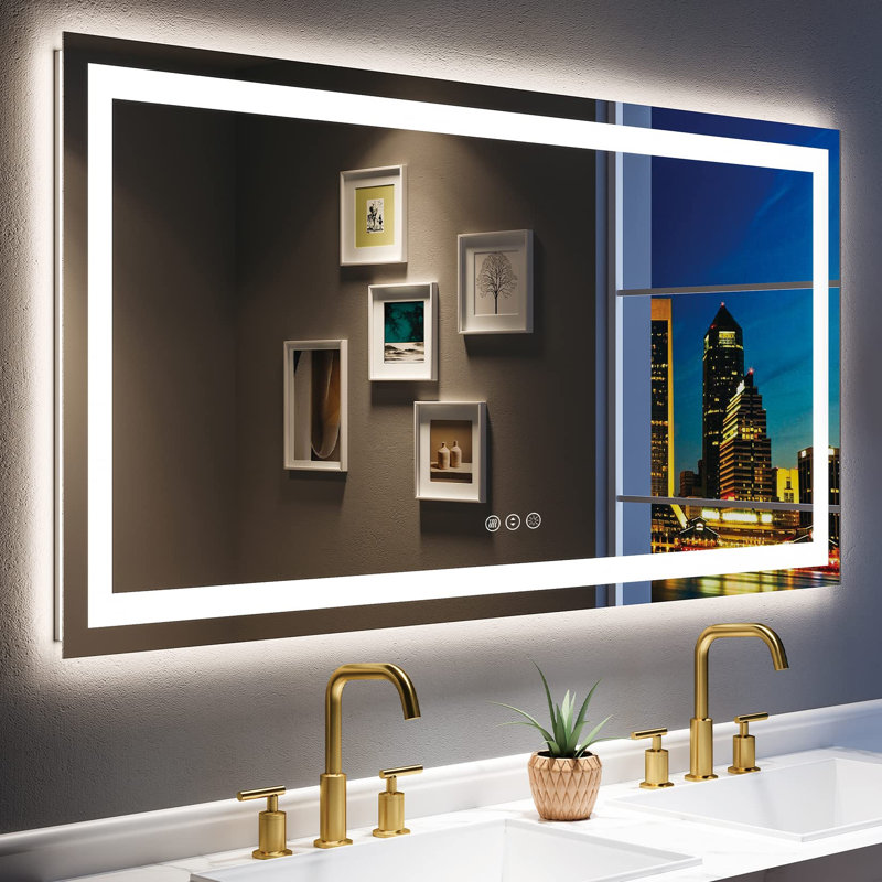 Miroir de salle de bain sans cadre Akilan, 60" x 30"