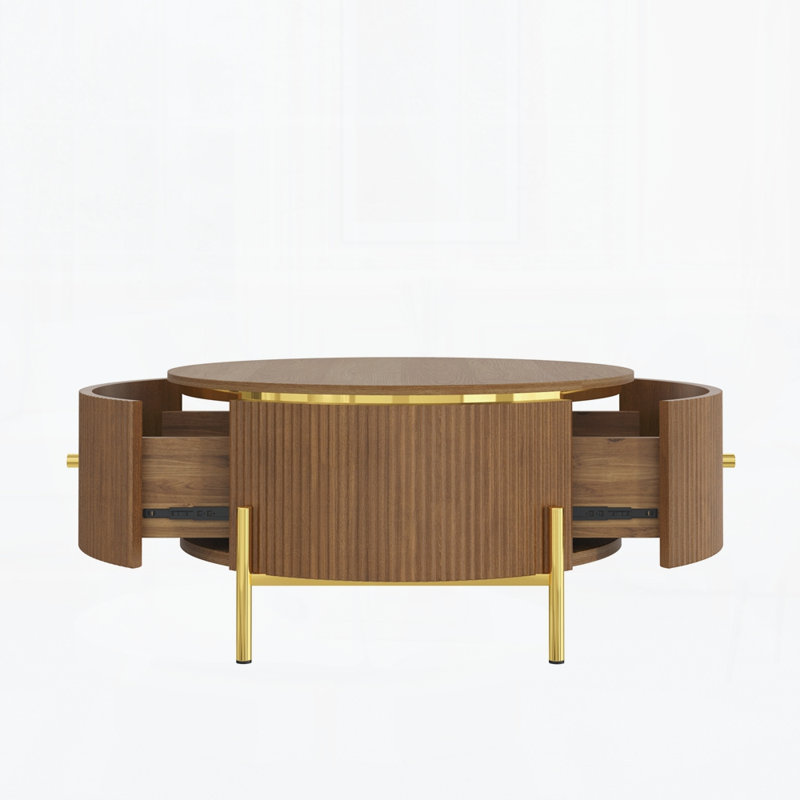 Table basse moderne avec 2 grands tiroirs de rangement Modern, Brun, Bois
