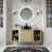Wall-mounted vanity and storage shelf combination