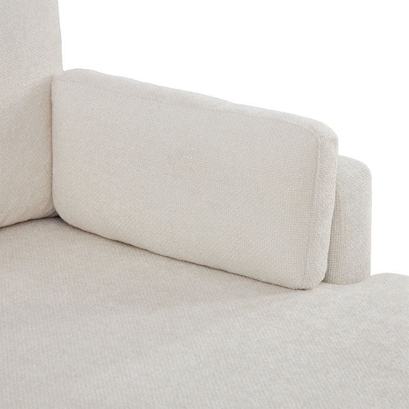 Chaise longue rembourrée L 60 po, Orienté à droite, Ivoire ivoire