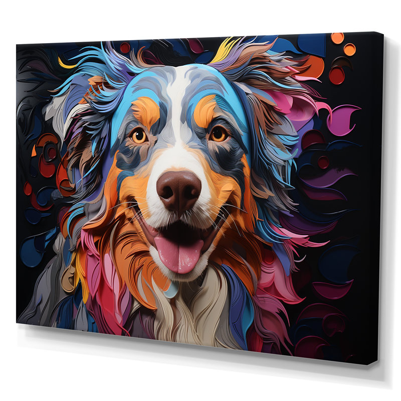 Chien, berger australien, impression sur toile, H 24 po x l 32 po x P 1 po, Toile tendue