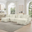 Canapé modulaire classique à 4 places modulaire en U avec accoudoirs évasés et volants amovibles, jupes plissées et pieds fuselés, canapé en nuage à assise profonde en chenille avec repose-pieds mobiles-521412700