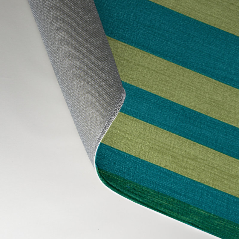 Tapis intérieur / extérieur bleu HorizontalStripes, Rectangulaire 3 pi x 5 pi