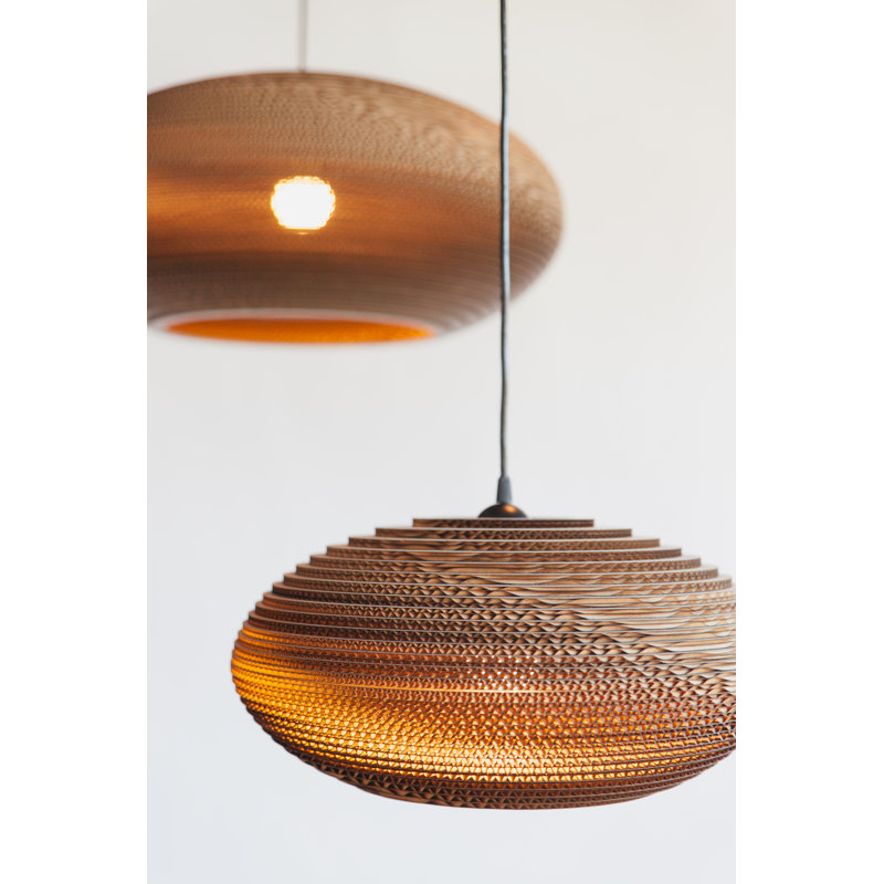 Scraplights Recycled Cardboard Pendant Light - Disc, Brown, 9" H x 20" W x 20" D
