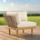 Chaise de coin d'extérieur résistante aux intempéries avec structure en bois massif robuste, dossier en corde tissée respirante et coussin épais en mousse haute densité pour patio, balcon, jardin, sièges modulaires au bord de la piscine pour les rassemblements, la détente, la lecture et les réceptions à l'année