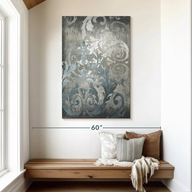 Avery Damask In Silver II, 48" H x 32" W