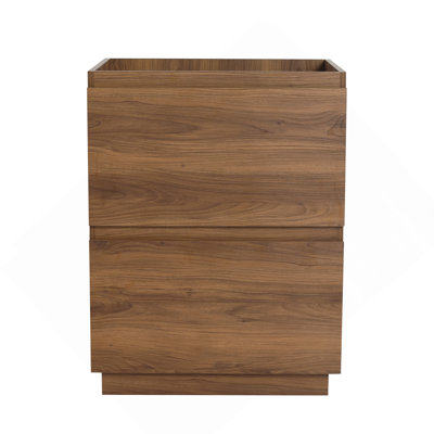Meuble-lavabo sur pied 24 po avec tiroir double, armoire de salle de bain autoportante, bois d'ingénierie, brun (meuble-lavabo sans comptoir)