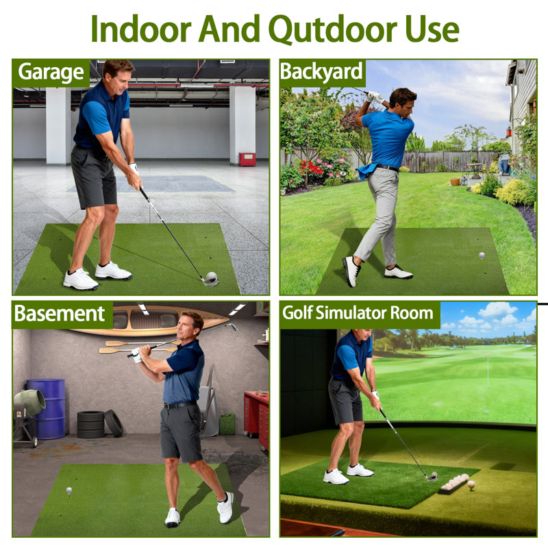 Tapis de golf à 3 couches de 5 pi x 4 pi et 26 mm d'épaisseur avec 6 trous de départ