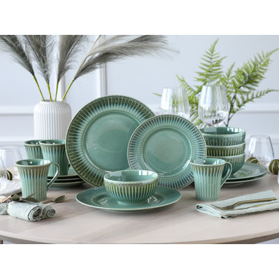 Celadon green Stoneware Dinnerware Set Piece