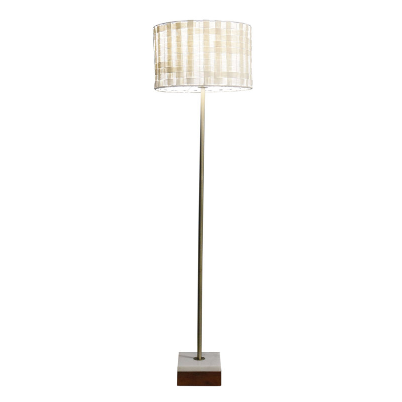 Minimalist Floor Lamp, Slim Standing Light With Neutral Shade For Contemporary Living Room & Bedroom Ambience Viora Marble Base Floor Lamp - Dark Brown And White 110V