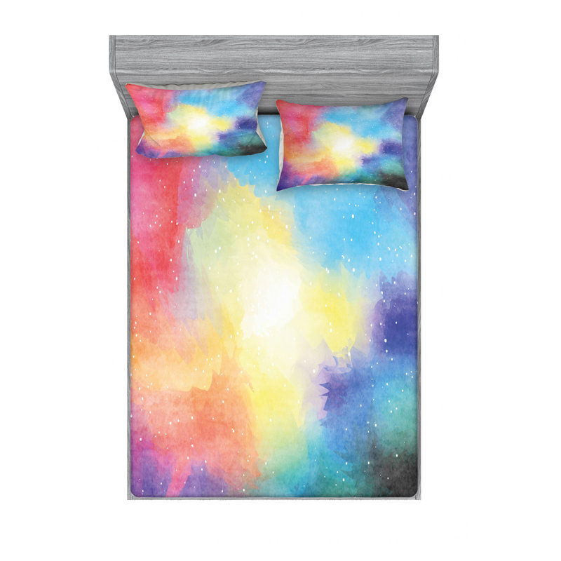 Microfiber Abstract Sheet Set, Queen Sheet Set with Fitted Sheet
