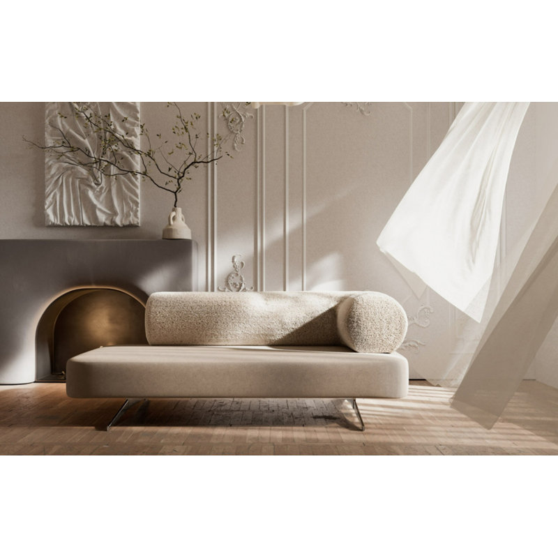 Carmel 2 Seater Velvet Sofa, Beige, 67cm H x 180cm W x 80cm D