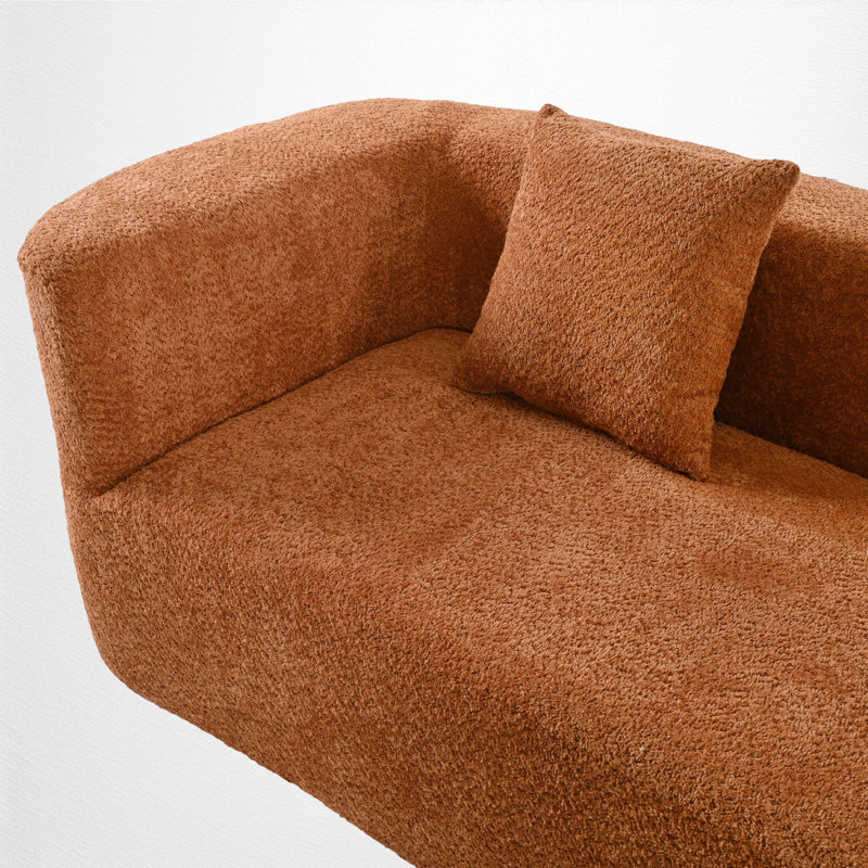 2 - Piece Modular Chenille Upholstered Sectional, Orange Chenille