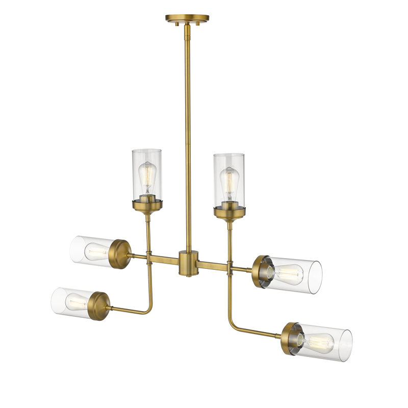Lustree linéaire 6 lumières spoutnik modern Grantham, Laiton fonderie
