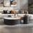 Round stone slab coffee table set-388408710