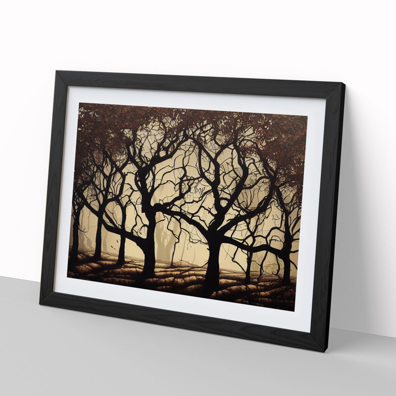 Awesome Tree Forest - Single Picture Frame Print, Black, 46cm H x 64cm W x 2cm D
