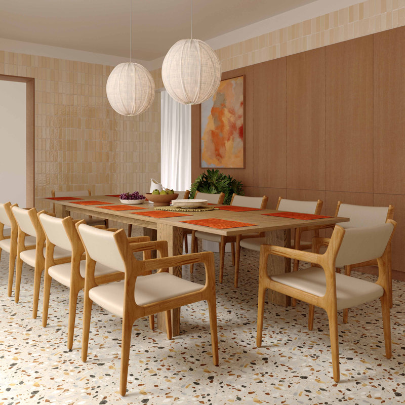 Natural Ash Wood Extendable Rectangular Dining Table for Eight