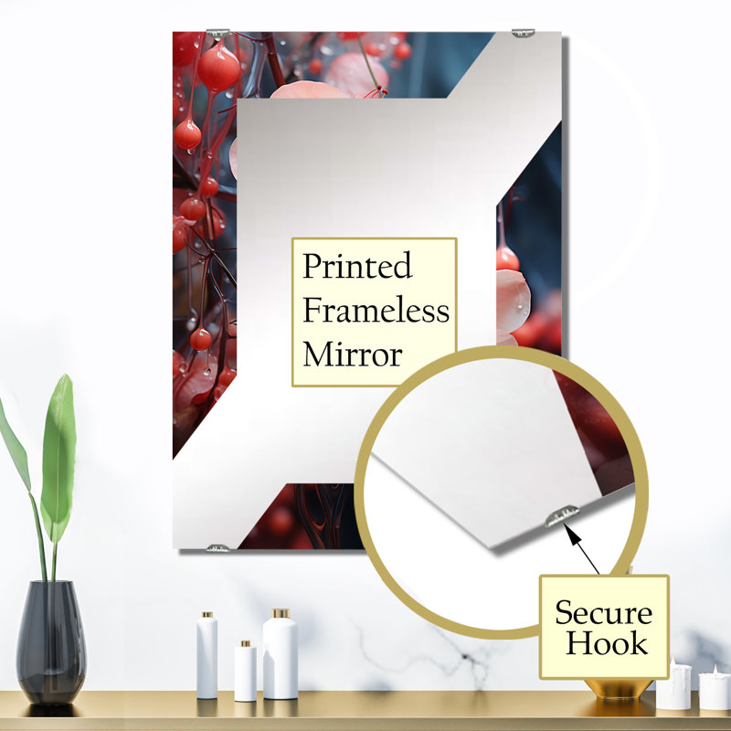 Cristal fuchsia fleurs I - miroirs muraux décoratifs fuchsia MIR134158, 32 po x 24 po
