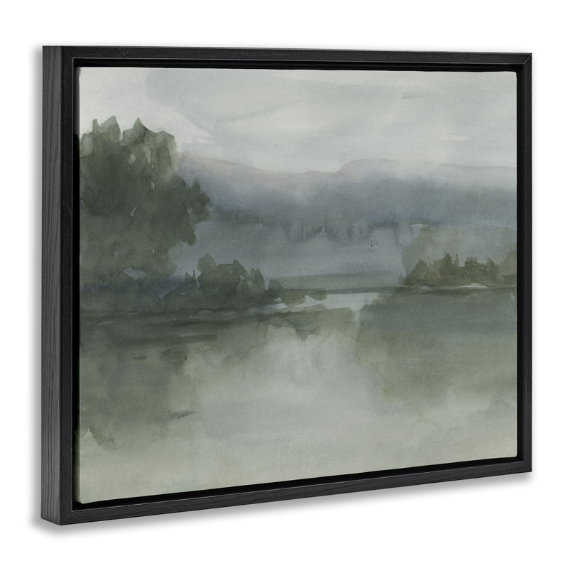 Art mural sur toile flottant «Mute Lake At Twilight», conception par Ethan Harper, Cadre flottant noir de jais