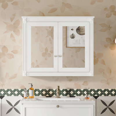 Armoire à pharmacie, armoire de rangement murale pour salle de bain, armoire murale moderne avec 2 miroirs et armoire d'appoint