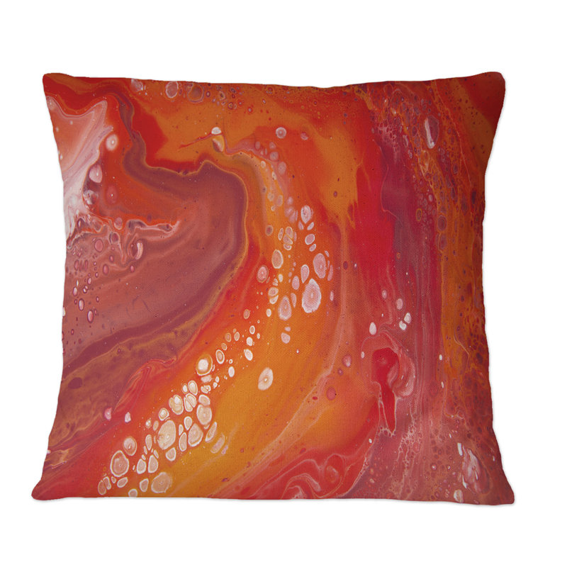 Coussin Vibrant Red Marble Landscape - Modern, 18 po x 18 po