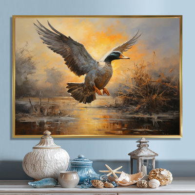 Vintage duck Flight at the pond II - Duck Wall Art