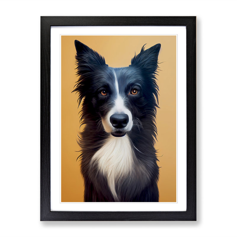 Border Collie Avant Garde 1 Piece Single Picture Frame Wall Art, 46cm H x 34cm W, Black Framed