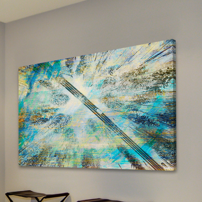 Tall Tree Road Abstract Blue and Green Canvas Art