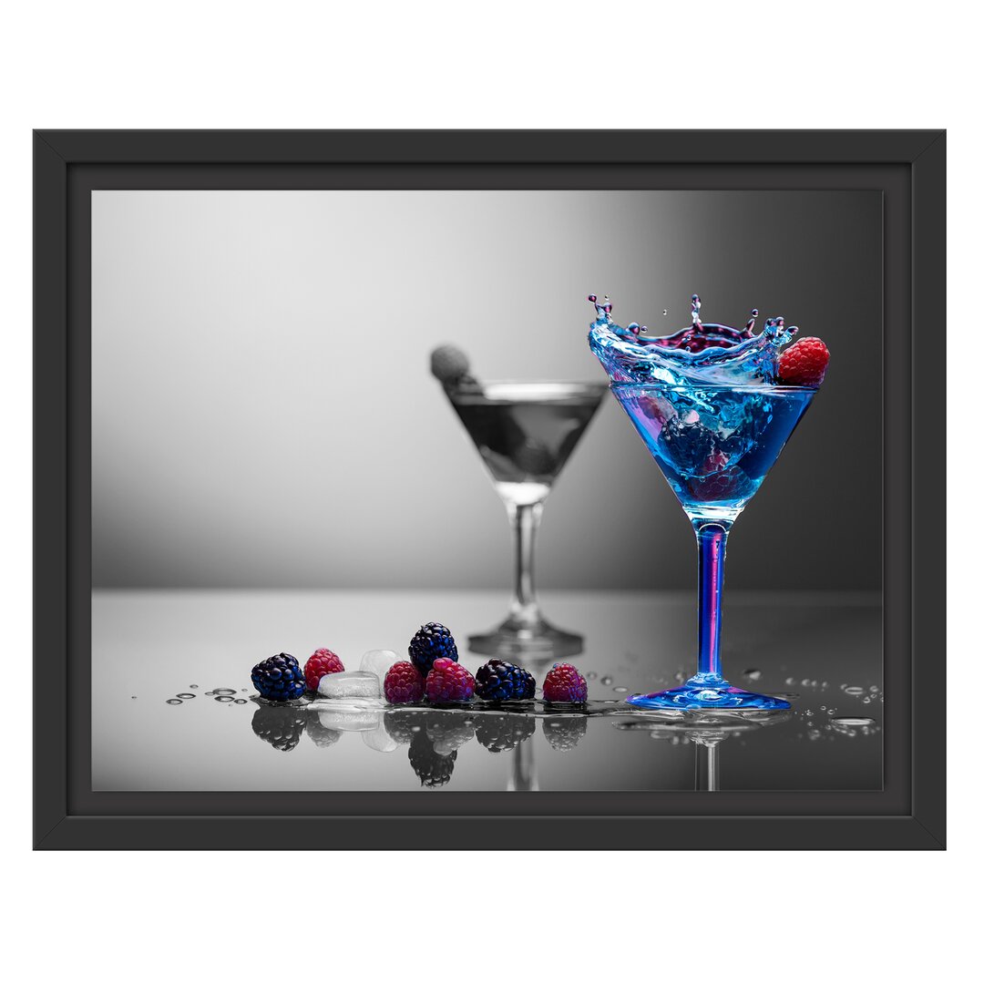 Gerahmtes Wandbild Blauer leckerer Cocktail