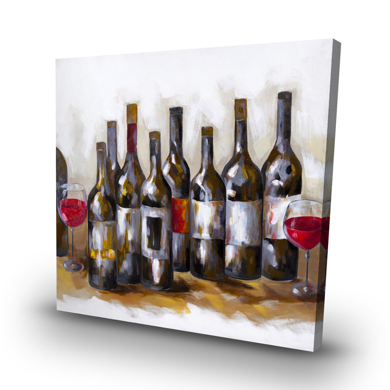 Red wine bottles - 32"x32" art on canvas