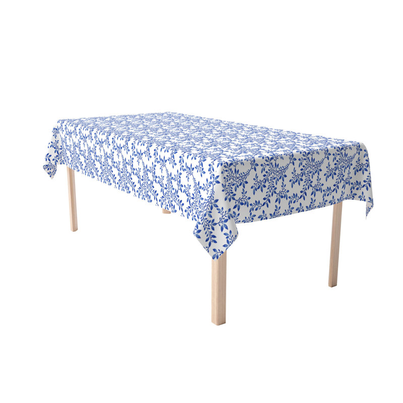 Table Runner, 100% Cotton, 16X108", Swirly Blue Vines, 120" L x 60" W