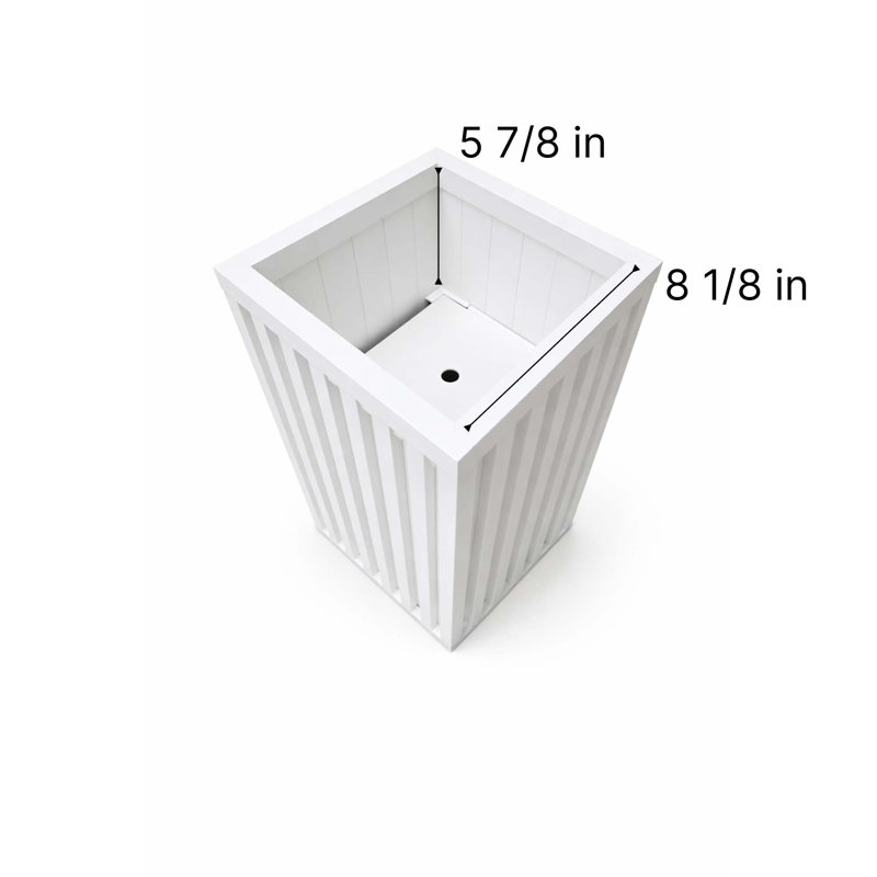 Square Grove Column Planter - White, White