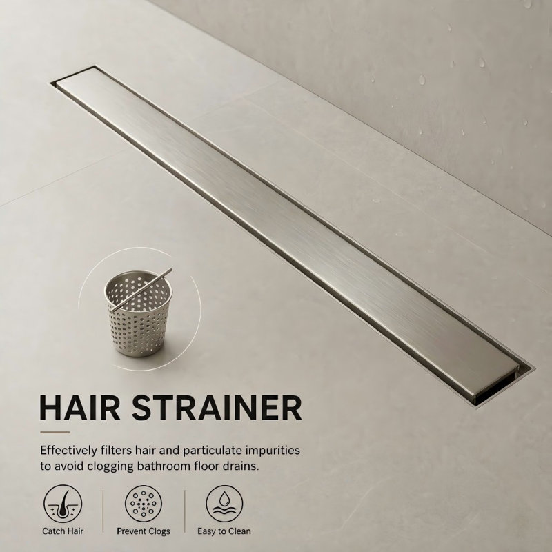 Drain linéaire en nickel brossé FlowCore 28 po, Nickel brossé