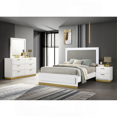Ensemble de chambre avec très grand lit 4 pièces blanc