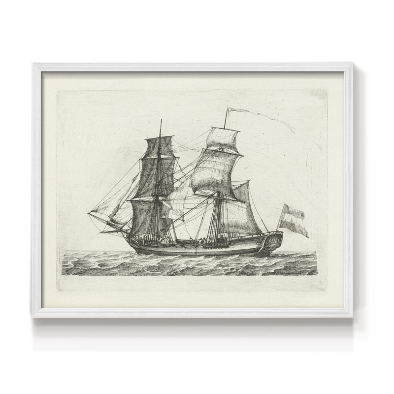 Croquis rétro - LVII - Reproduction encadrée - Restickable, H 22 po x l 28 po, Blanc
