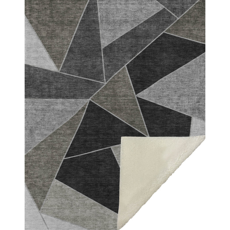 Jeté en sherpa Addison, Motif géométrique café