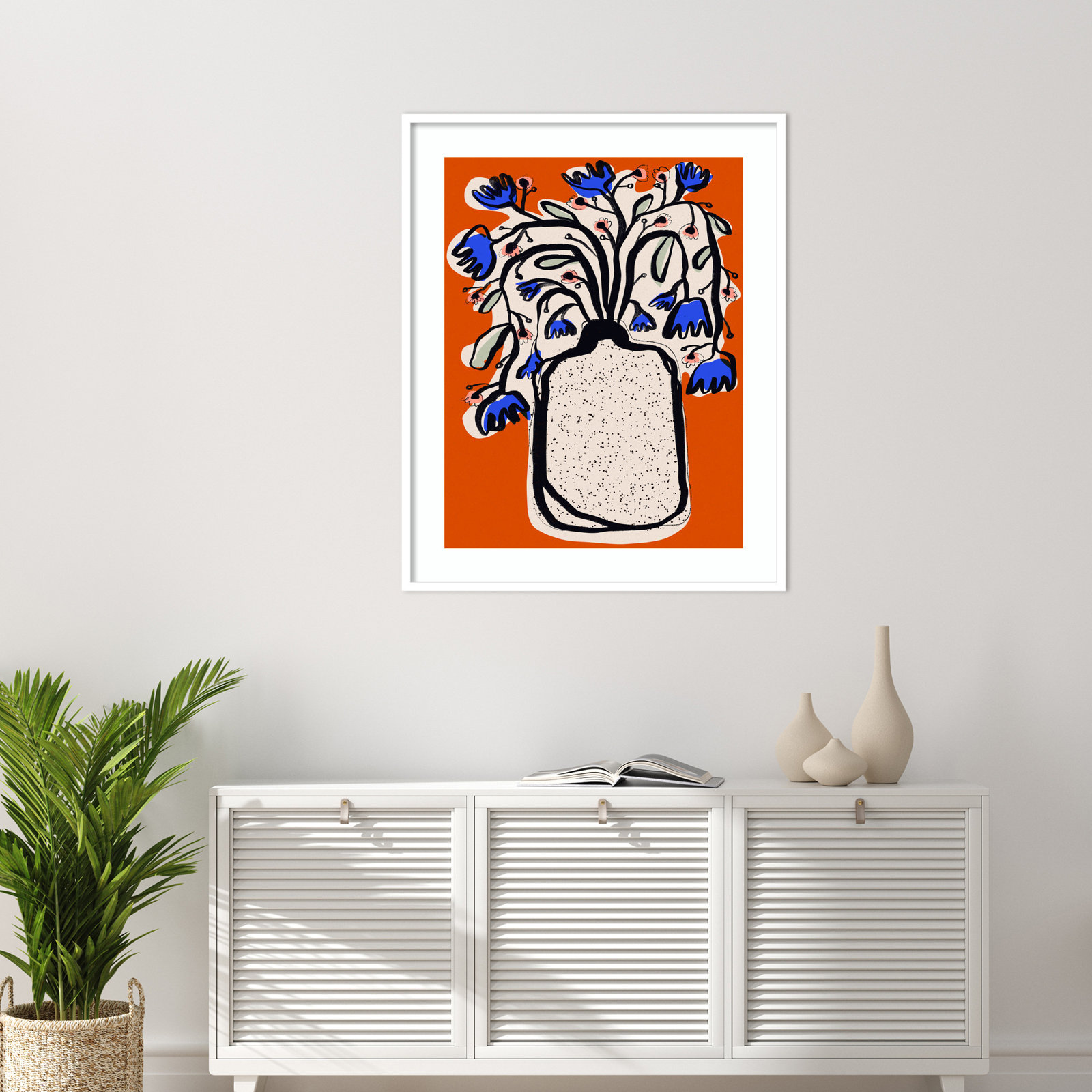 Galya "Lovely Flower Bouquet" Print, White, 41" H x 33" W