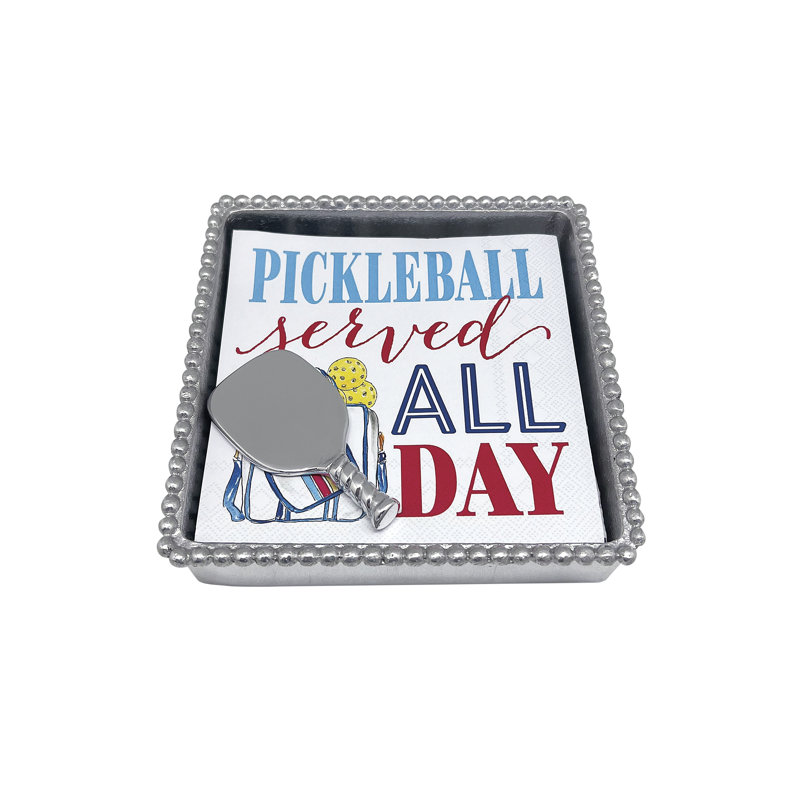 Pickle Ball Beaded Flat Napkin Holder Set
