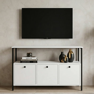 Console Elara de 47 po de largeur avec 3 armoires et rangement ouvert