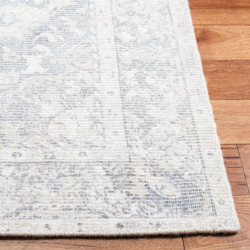 Tapis oriental gris / ivoire en laine / viscose tissé à la main, Rectangle 10 pi x 14 pi