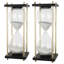 Hour Glass In Stand  Set of 2  4" x 4" x 9"  Black/Gold/White
