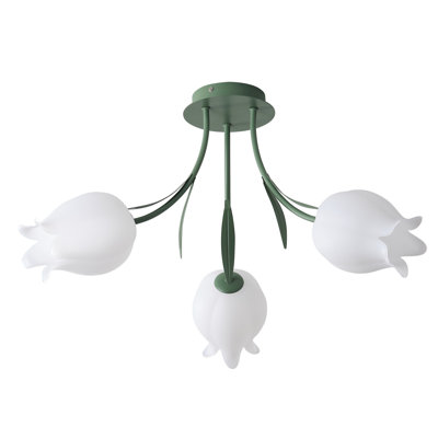 3-lamp flower shaped dimmable iron ceiling light