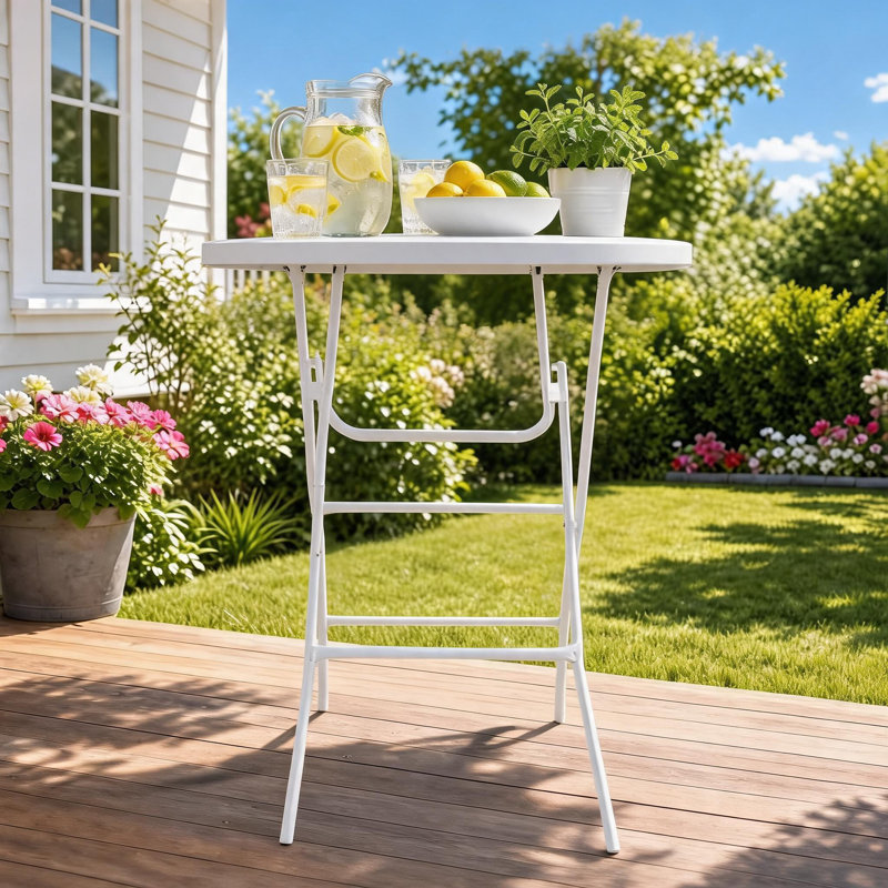 Table de cocktail ronde pliante de 31,5 pouces, table de bar portative avec pieds amovibles, plateau de table d'une capacité de 200 lb pour une réception de mariage, assemblage sans outil et facile