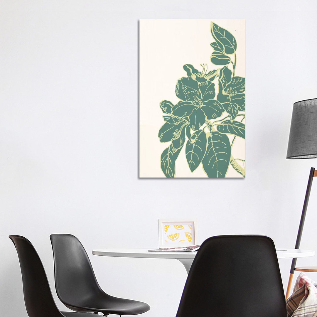 Flower & Leaves (Green) von 5by5collective - Galerie-verpackte Leinwand Giclée auf Leinwand