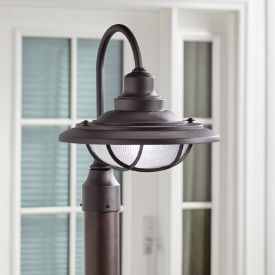 Elizabeth Textured Black 1-Light Post Lantern Head with Ribbed Etched Glass Shade