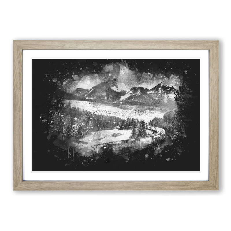 Train Through Canada - Single Picture Frame Print on MDF, 33cm H x 45cm W x 2cm D, Oak Framed